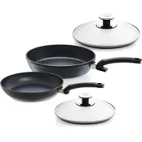 Fissler Adamant Pfannen Set 4tlg. Comfort 28cm + Classic 24cm + 2 Glasdeckel