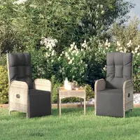 vidaXL "2026 Promotion" Garten-Relaxsessel mit Kissen 2 Stk. - Hohe Qualität - Poly Rattan Grau - Gartenstühle CC10641