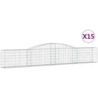 vidaXL Gabionen mit Hochbogen 15 Stk. 400x30x60/80 cm Verzinktes Eisen