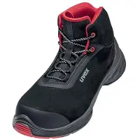 Uvex 68392, Unisex, Erwachsener, Sicherheitsstiefel, Schwarz, Rot, S2, S3, SRC, ESD, Schnürverschluss