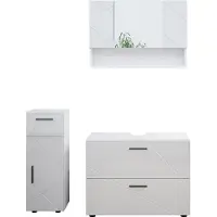 Vicco Badmöbel-Set Irma Weiß Hochglanz 3 Teile, mit Schubladenschrank und Midischrank, Model 39585