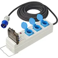 Pricenet Zelt-/Faltwagen-Steckdose 10M 3x2,5mm² mit Sicherung und Personenschutz (MCCB und RCD)