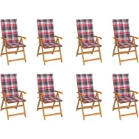 vidaXL Design Möbel Garten-Liegestühle mit Kissen 8er Set Massivholz Teak - 2024 Neu