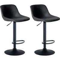CLP 2er Set Barhocker Loft mit Rückenlehne und 360 drehbar dunkelgrau Material Samt