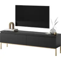 Selsey Bemmi - TV-Lowboard Schwarz mit goldenen Metallfüßen, 150 cm