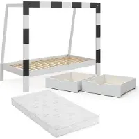 VitaliSpa Kinderbett Football goal Weiß 178 x 142.5 cm mit Schublade und Matratze, Model 50584