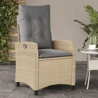 vidaXL Möbel Gartensessel mit Kissen Verstellbar Beigemischung Poly Rattan 2024
