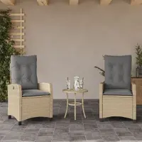 vidaXL Möbel Gartensessel Kissen 2Stk. Verstellbar Beigemischung Poly Rattan 2024