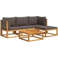 vidaXL 5-tlg. Gartensofa-Set mit Kissen Holz Akazie & Seil