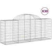 vidaXL Gabionen mit Hochbogen 30 Stk. 200x50x80/100cm Verzinktes Eisen