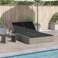Prolenta Maison Exclusive - Doppel-Sonnenliege mit Kissen Hellgrau Poly Rattan