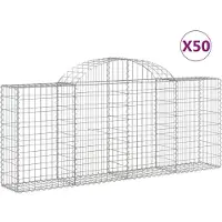 vidaXL Gabionen mit Hochbogen 50 Stk. 200x30x80/100cm Verzinktes Eisen