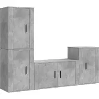 vidaXL 4-tlg. TV-Schrank-Set Betongrau Holzwerkstoff