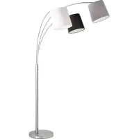 JUST LIGHT Bogenlampe Melvin, alu / grau / zink, für Wohn- / Esszimmer, Metall, Modern, Stehlampe
