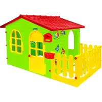 E-floor Gartenspielhaus - Kinderspielhaus mit Zaun - Wetterfest - Grün - Indoor & Outdoor