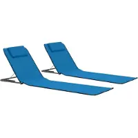 vidaXL "im Angebot" Klappbare Strandmatte 2 Stk. - möbel für den Garten - Stahl und Stoff Blau - Gartenliegen CC19921