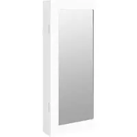 Syfax Schmuckschrank mit Spiegel Wandmontage Weiß 30x8,5x67 cm