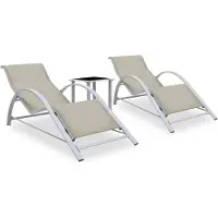 Syfax Sonnenliegen 2 Stk. mit Tisch Aluminium Cremeweiß