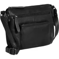 Mustang Leder Umhängetasche Perth Shoulderbag Topzip Black schwarz