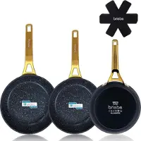 Briebe Gold Titanium Set 3 Antihaft-Induktionspfannen Titan 18-20-24cm, Geschmiedetes Aluminium Schwarz