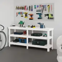 vidaXL Eleganten-Stil Werkbank Weiß 181x50x80 cm Massivholz Kiefer - Werkbänke Hommie1652989 1parcel