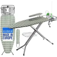 Kadax Bügelbrett mit Steckdose "Aleglo", Bügeleisenablage und Ärmelbügeltisch, 130cm, Grün