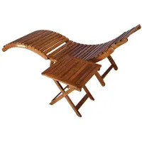 vidaXL Sonnenliege mit Tisch und Auflage Massivholz Akazie