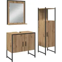 Syfax Badezimmermöbel-Set mit Regal mit Tür 3 pcs Braun Holzwerkstoff