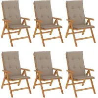 vidaXL Gartenstühle mit Kissen 6 Stk. Massivholz Teak
