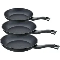 Berndes 3-teiliges Set Bratpfanne 20+24+28 cm, Aluminium, schwarz - Balance Induction Enduro