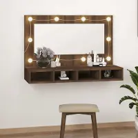 vidaXL Möbel Spiegelschrank mit LED Braun Eichen-Optik 90x31,5x62 cm - Badspiegel 820459