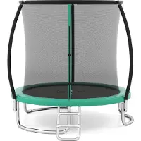Costway Ø244cm Trampolin Outdoor, Gartentrampolin rund mit Leiter, Sicherheitsnetz, Randabdeckung&Metallrahmen, Kindertrampolin für Kinder&Erwachsene