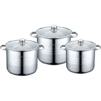 Cheffinger 6-TLG Edelstahl Kochgeschirr Induktion Kochtopf Topfset Deckel