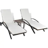 Syfax Sonnenliegen mit Tisch Poly Rattan Braun