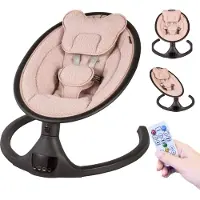 X-adventure X Adventure Elektrischer Babywippe Rocco Teddy Altrosa – 5 Geschwindigkeiten, Bluetooth-Lautsprecher, LED-Touch-Panel, geeignet ab 0 Monaten bis 9 kg