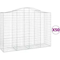 vidaXL Gabionen mit Hochbogen 50Stk. 200x50x140/160cm Verzinktes Eisen