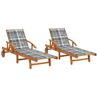 vidaXL "im " Sonnenliegen 2 Stk. - möbel für den Garten - mit Auflagen Massivholz Akazie - Gartenliegen CC3102