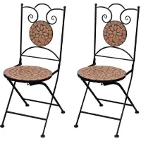 vidaXL Möbel Bistrostühle 2 Stk. Klappbar Keramik Terrakotta - Gartenstühle &21217