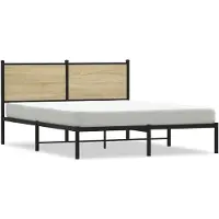 vidaXL Metallbett ohne Matratze Sonoma-Eiche 140x200 cm