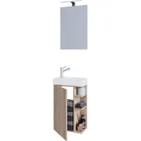 VCM 3-tlg Set | Waschplatz für Gäste WC | Gästebad Toilette | Waschtisch mit Spiegel | Badmöbel Badezimmer Set – Lumia