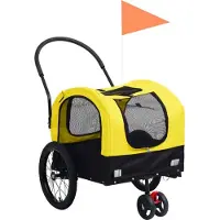 Syfax 2-in-1 Fahrradanhänger für Hunde und Buggy Gelb und Schwarz