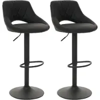 MCW 2er-Set Barhocker MCW-N64, Barstuhl Tresenhocker, Fußablage drehbar, Kunstleder Metall schwarz