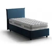 Talamo Italia Einzelbett Chiaraluna, Containerbett mit Stoffbespannung, 100% Italy, Frontöffnung, mit Matratze Cm 90x190 enthalten, Blau