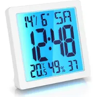 Bearware Digital-Wecker, Wecker digital, Reisewecker, Temperatur, Luftfeuchtigkeit, Datum, Uhrzeit, Schlummerfunktion / Snooze, LCD - Hintergrundbeleuchtung, kompakt, 2 Alarmzeiten