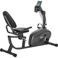 HOMCOM Liege- und Halbliegeergometer mit Magnetbremse, Multifunktions-LCD-Bildschirm, verstellbarem Sitz, 2 Widerstandsb?ndern, Stahl, Schwarz