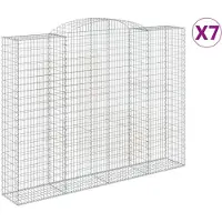 vidaXL Gabionen mit Hochbogen 7 Stk. 300x50x220/240cm Verzinktes Eisen