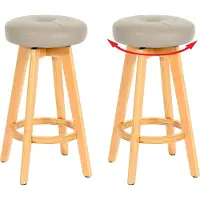 Mendler 2er-Set Barhocker Navan, Barstuhl Tresenhocker, Holz Kunstleder drehbar taupe, helle Beine