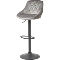 Homescapes Barstuhl Samt-Bezug „Henley“ Barhocker höhenverstellbar Tresenstuhl mit Rückenlehne 97cm hoch - grau