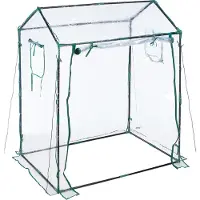 Relaxdays Foliengewächshaus, PVC-Folie, aufrollbare Tür & Fenster, HBT: 152x132x92 cm, Gewächshaus Tomaten, transparent