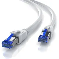 Primewire Patchkabel CAT 8 mit Baumwollummantelung - Gigabit Ethernet LAN Kabel - 40 Gbit/s - S/FTP PIMF Schirmung - Netzwerkkabel - 15m